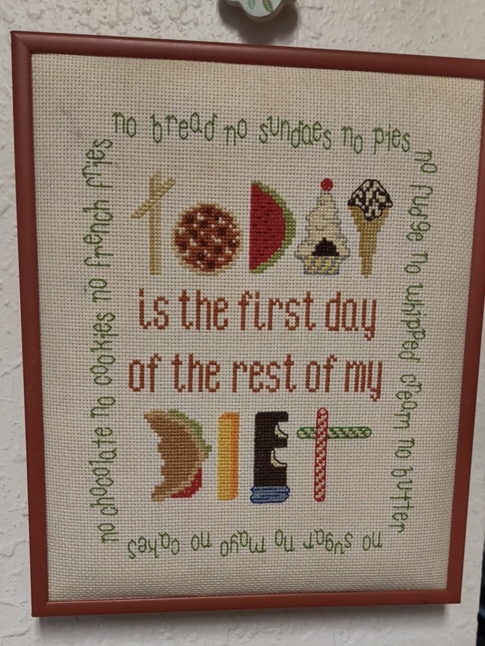 Cross-Stitched Food Quote Wall Art - Multicolor
